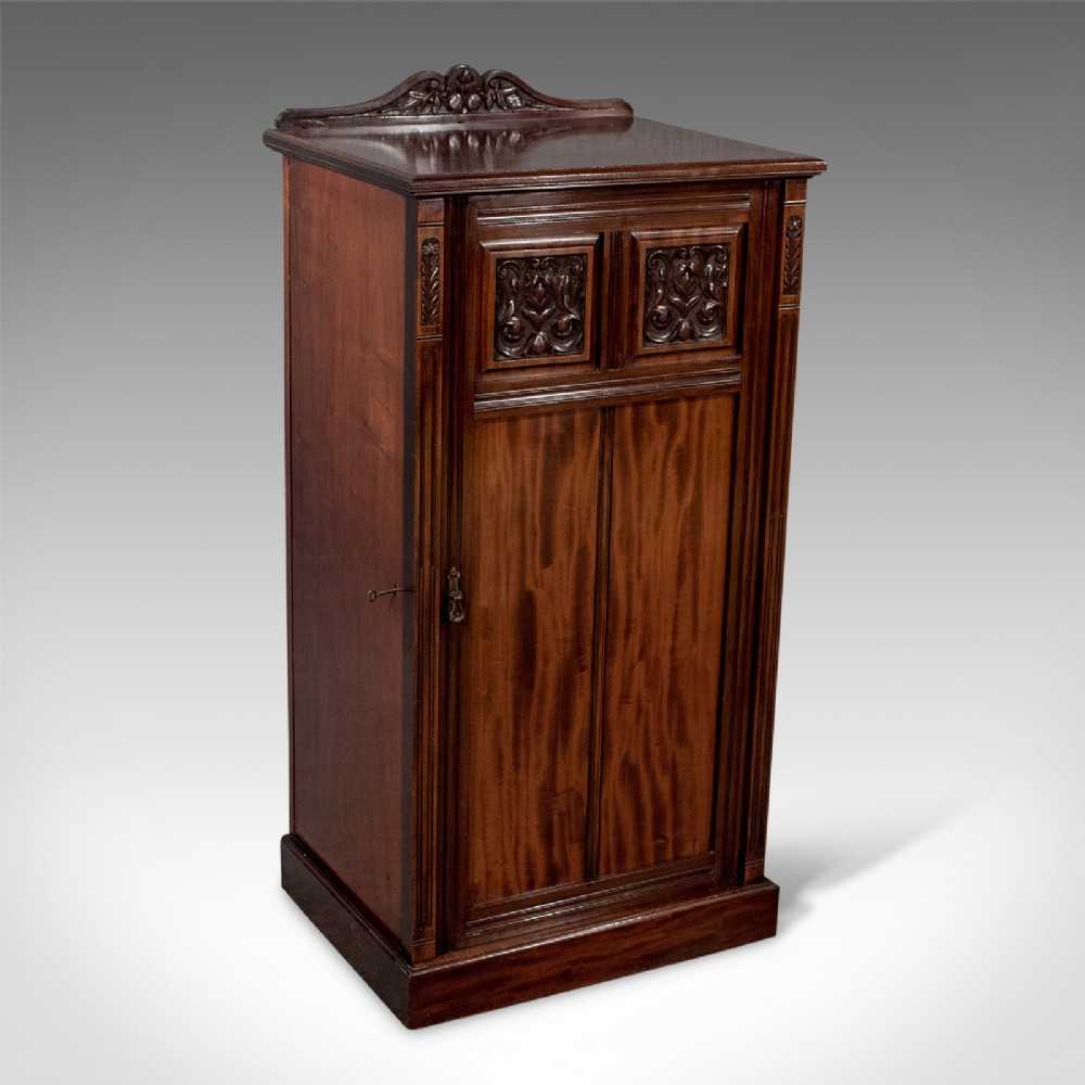 Antique Quality Large English Victorian Music Side Cabinet - Fine Mahogany c1900