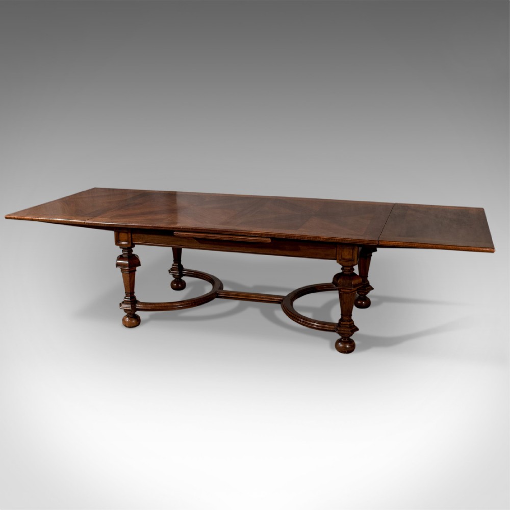 Antique Liberty of London Quality Extending Dining Table 10' Walnut & Oak c1900