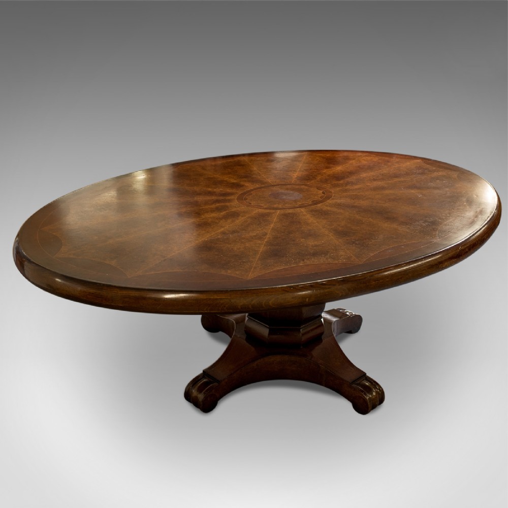 Antique Large Oval 8 Seater Dining or Centre Table Walnut & Oak Victorian c1900