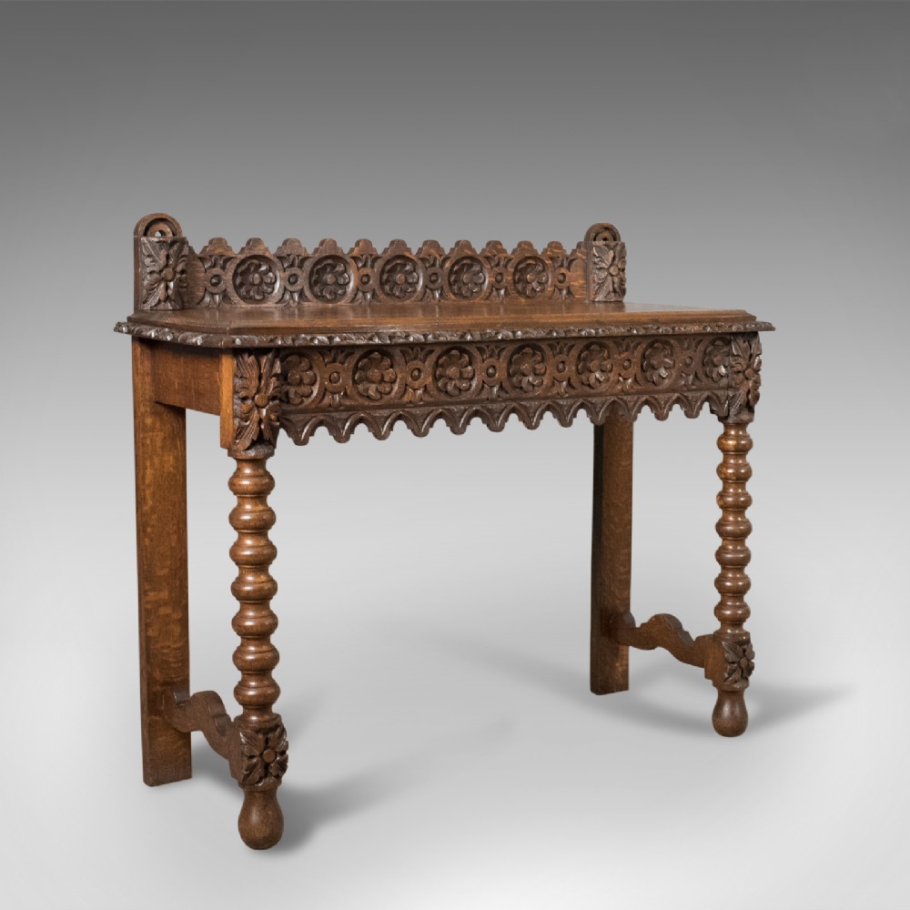 Antique Console Table, C19th Scottish Carved Oak
