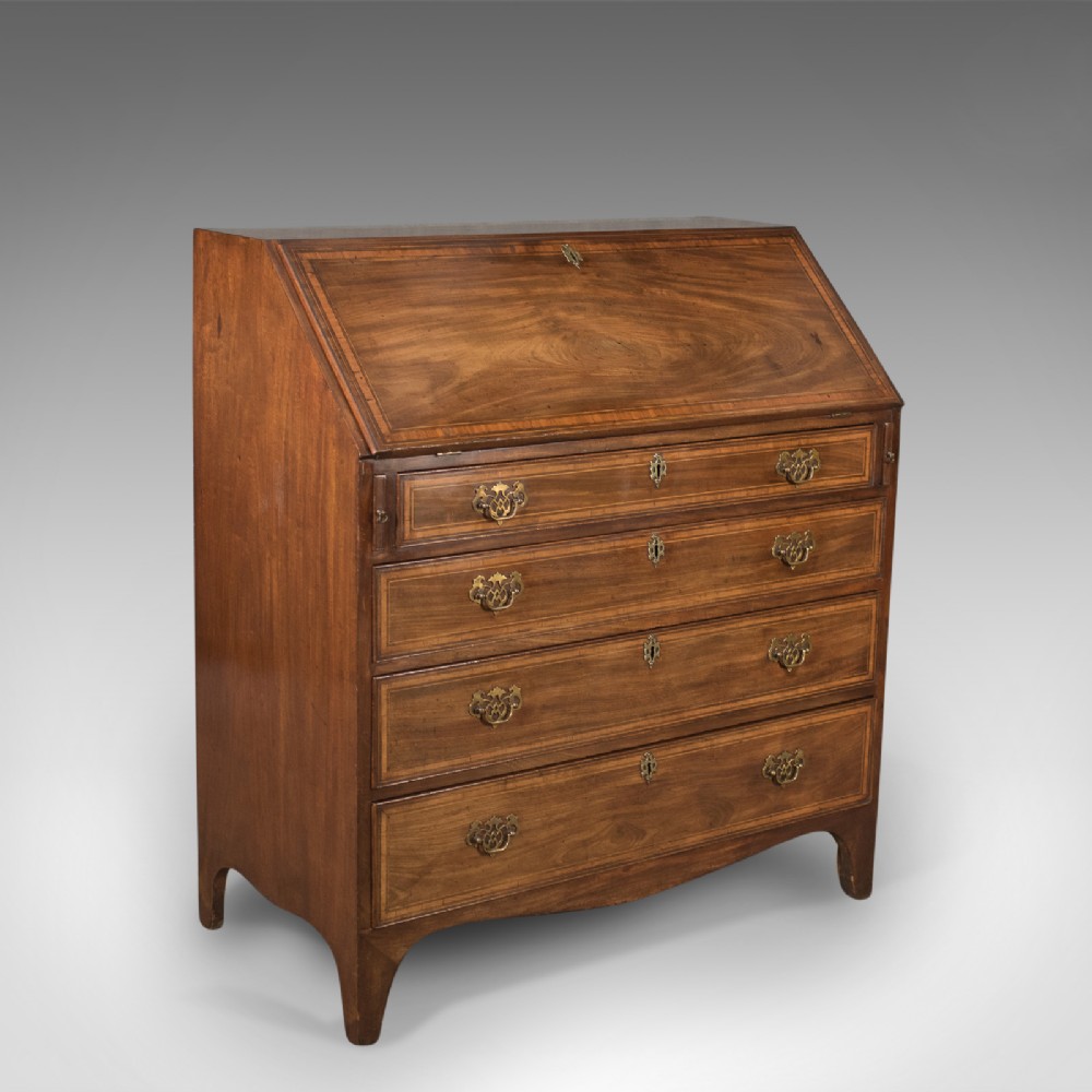 Georgian Antique Bureau, English 18th Century Mahogany c.1780