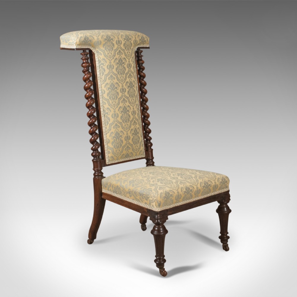 Victorian Antique Chair, 19th Century Prie Dieu in Rosewood Bedroom Side Chair, c.1870