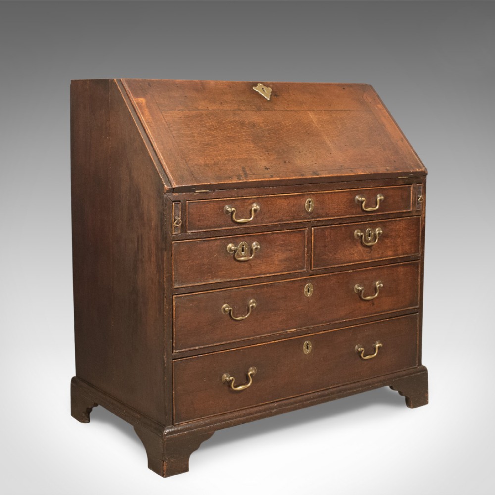 Antique Bureau with Secret Drawers, English Oak, Georgian Early C18th c1720