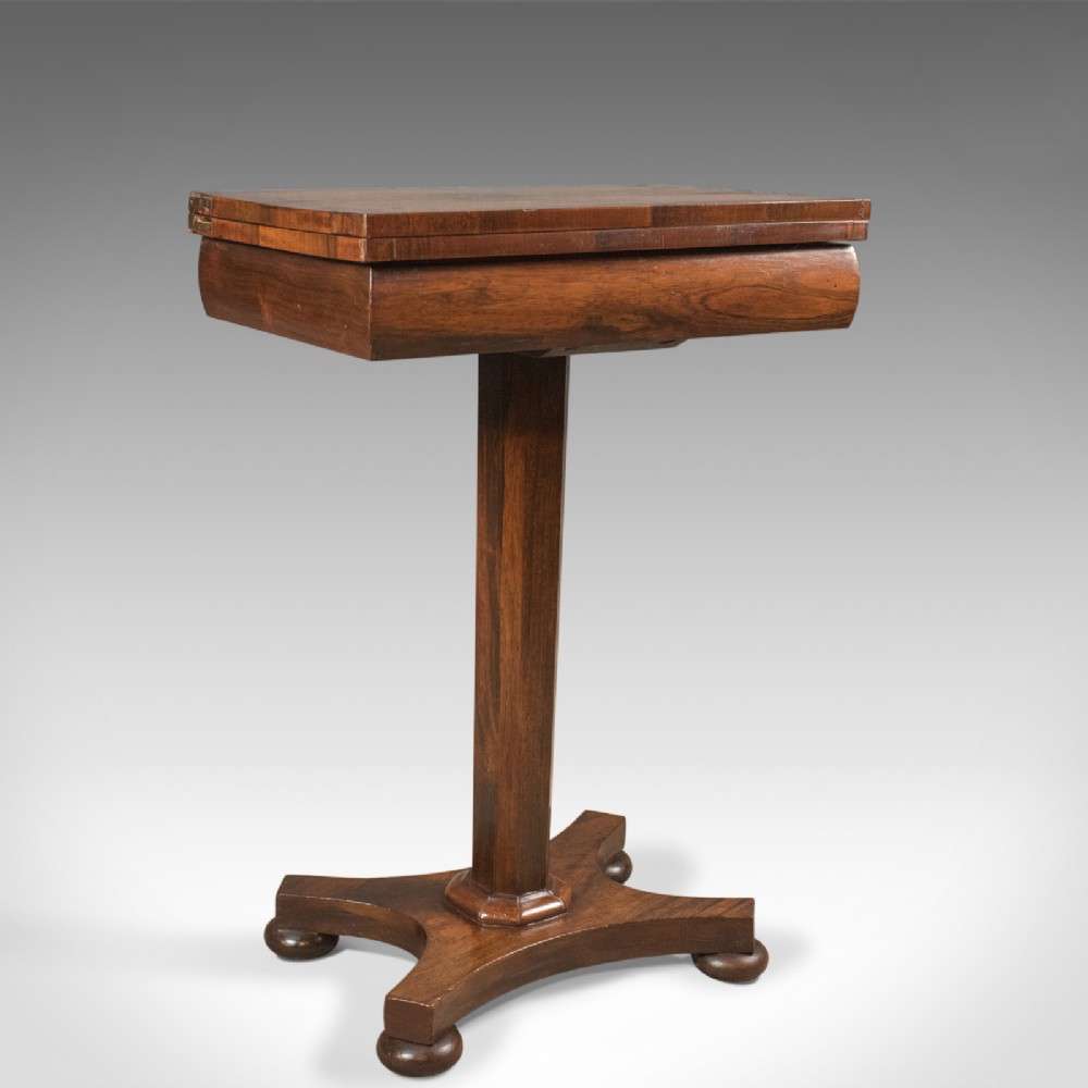 Antique Fold Over Games Table, English Regency, Chess Board, c.1820