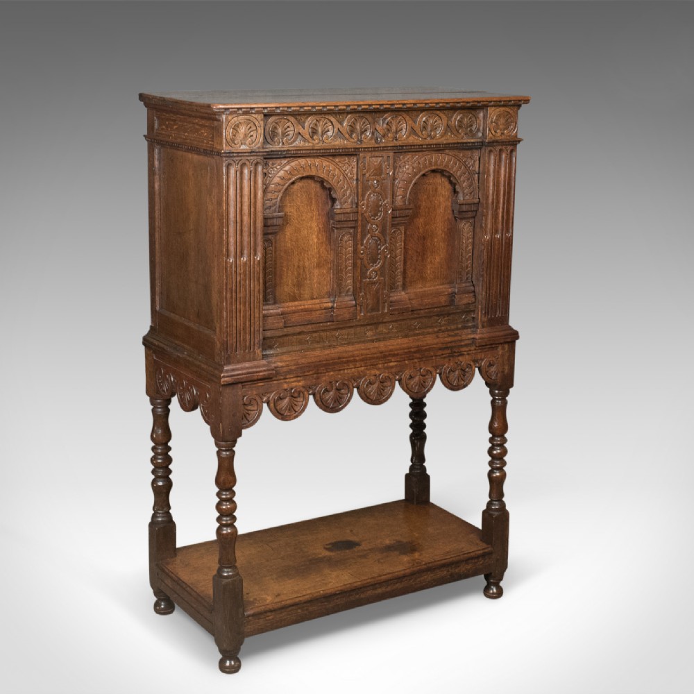 Victorian Antique Livery Cupboard in the 17th Century Taste, English, Oak c.1880