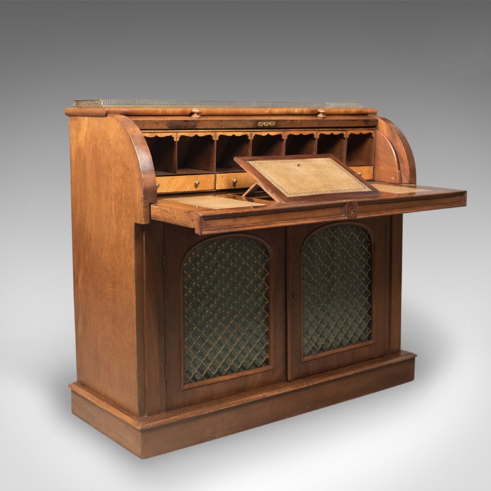 Antique Cylinder Bureau, Victorian, English, Mahogany c.1850