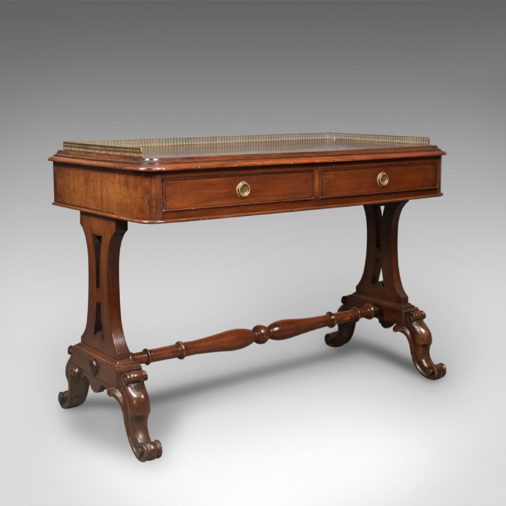 Early Victorian Antique Writing Library Table, Mahogany, English c.1840
