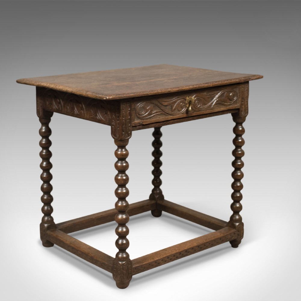 Early Georgian Antique Side Table, English Oak, c.1750