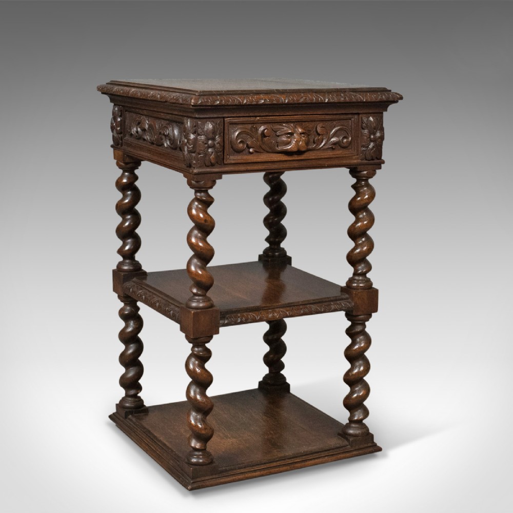 Antique Side Table, Carved Green Man English Oak Stand,  Whatnot c.1880