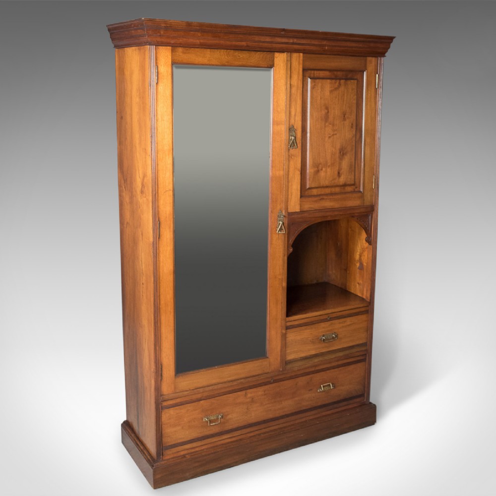 Edwardian Antique Beaconsfield Wardrobe, English, Walnut, c.1910