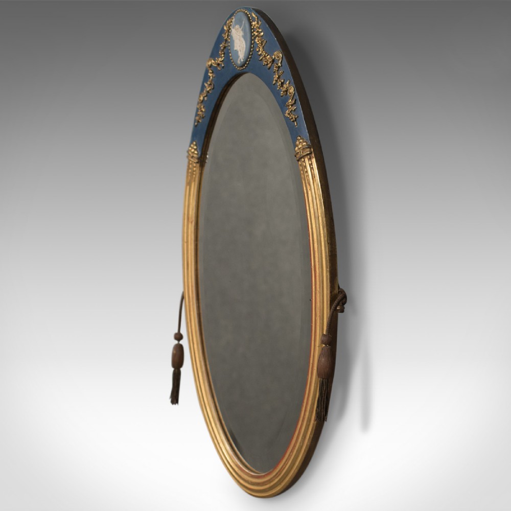 Victorian Antique Wall Mirror, Giltwood & Gesso Frame, Jasperware Plaque, c.1890