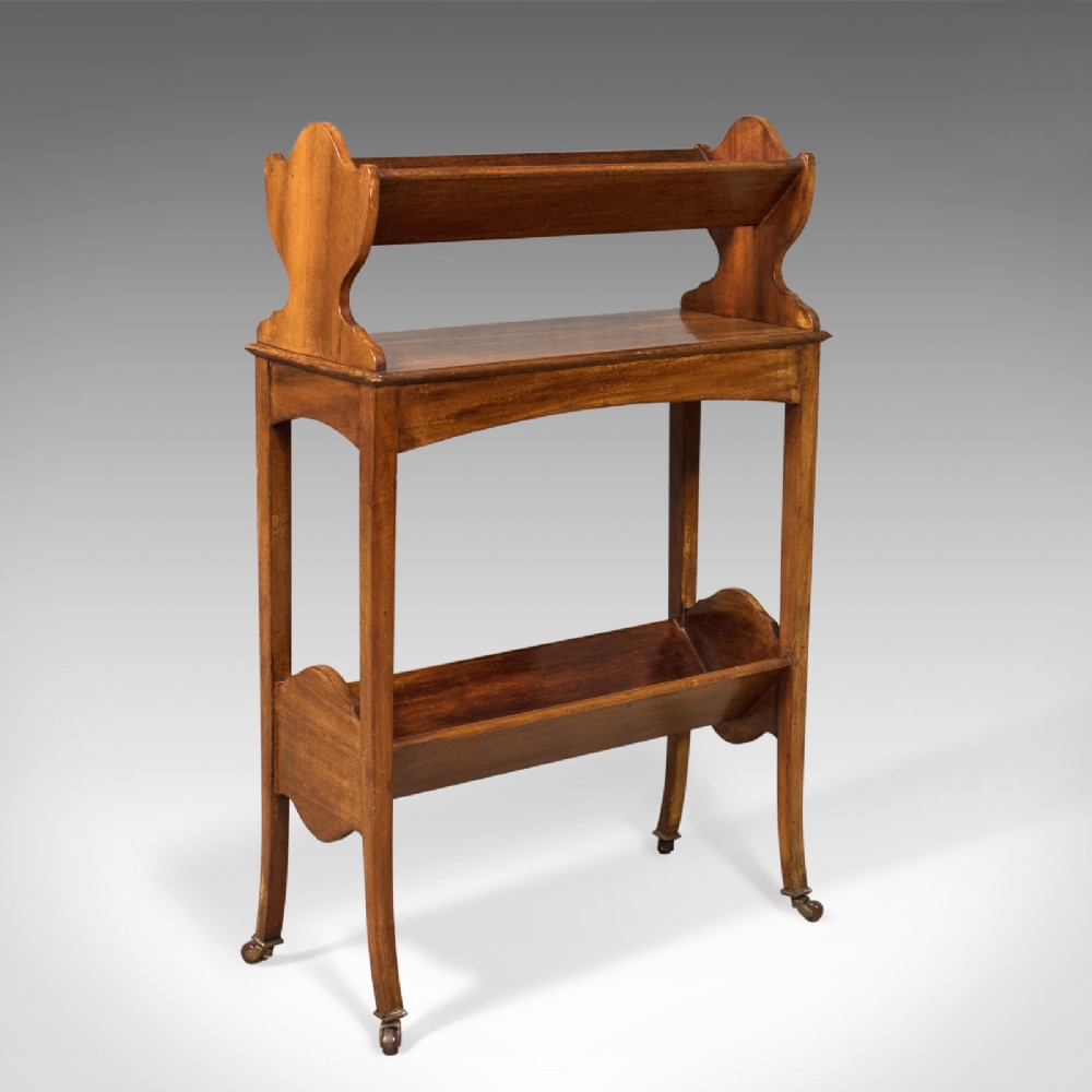 Antique Bookstand, English, Edwardian Mobile Book Shelf, Mahogany c.1910