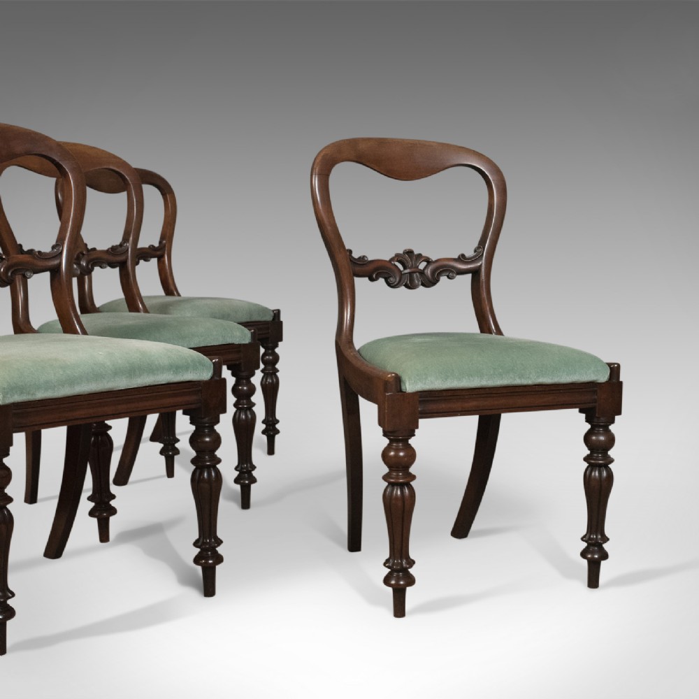Set of Four Antique Dining Chairs, English, Buckle Back, Mahogany Circa 1835