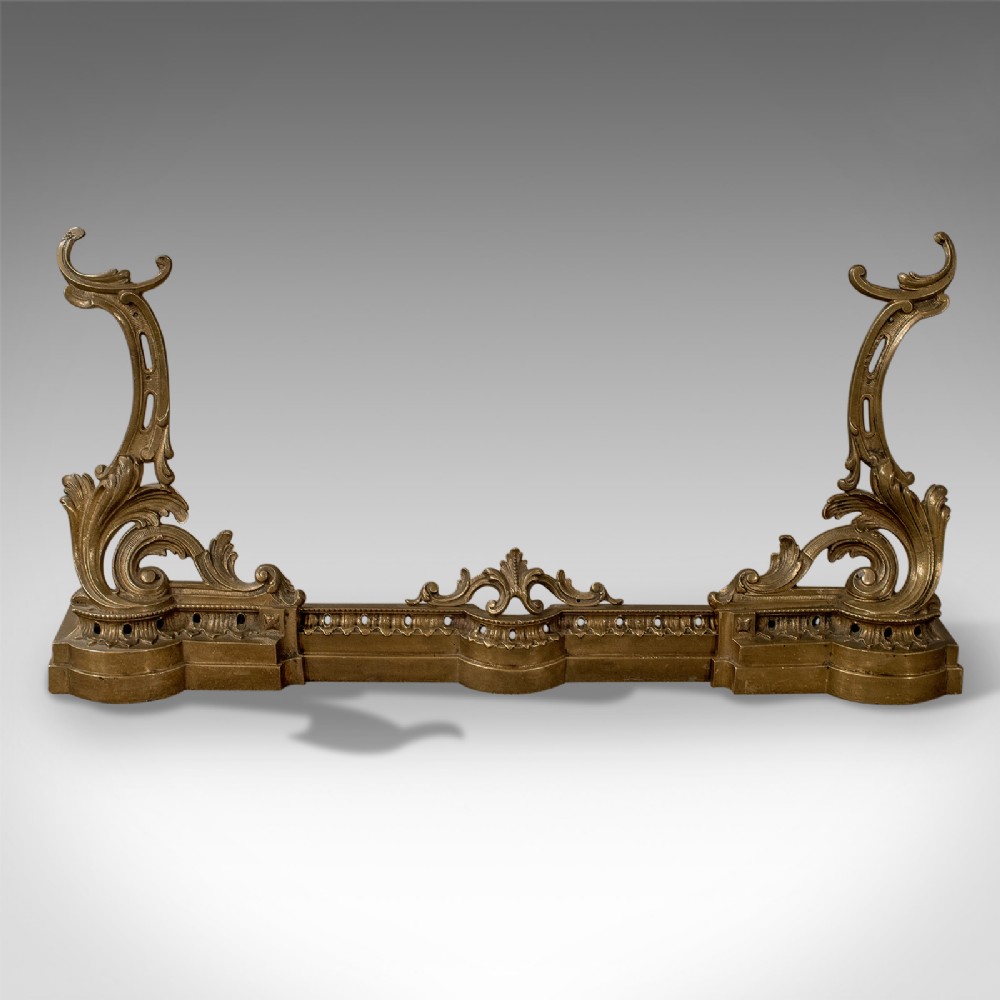Adjustable Antique Fire Kerb, Victorian Fireside Fender, English Circa 1900