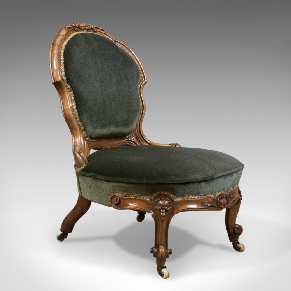 Small Antique Regency Nursing Chair, English, Walnut, Salon Circa 1820
