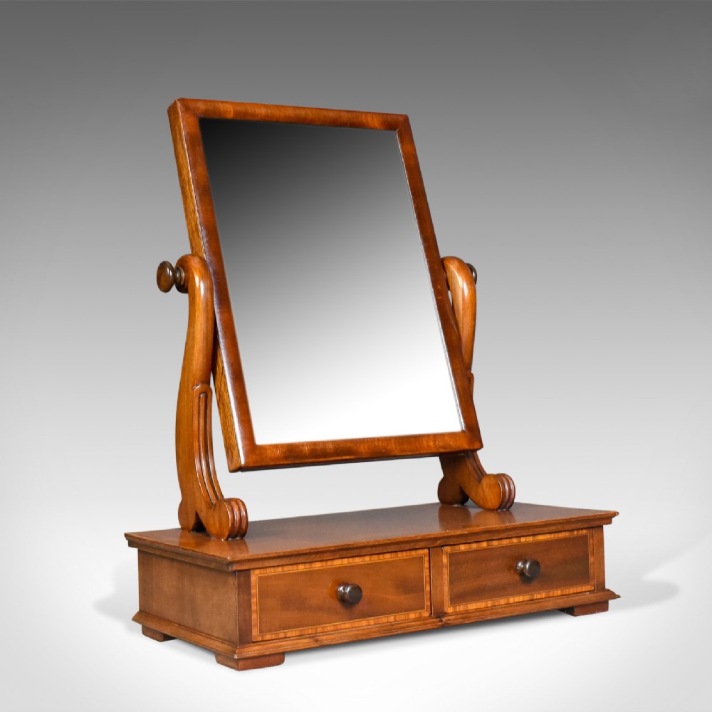 Adjustable Antique Toilet Mirror, English, Edwardian, Walnut Swing Frame c.1910