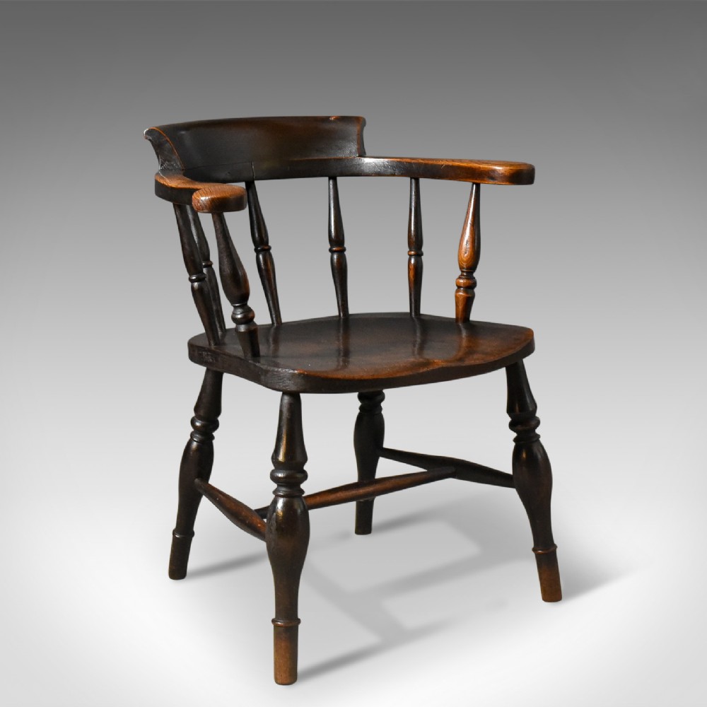 Antique Bow-Back Chair, English Victorian Elm Windsor c.1870
