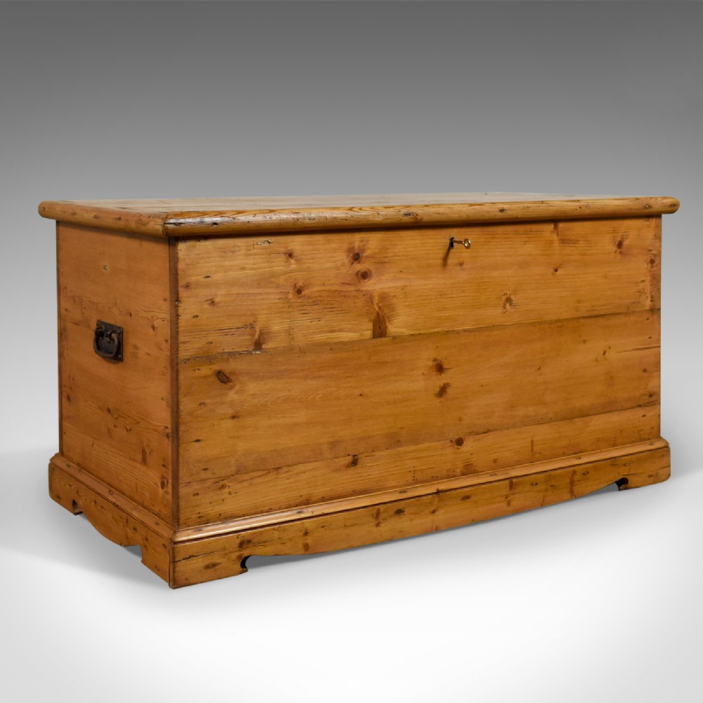 Antique Pine Trunk, English, Victorian Blanket Chest, Circa 1900