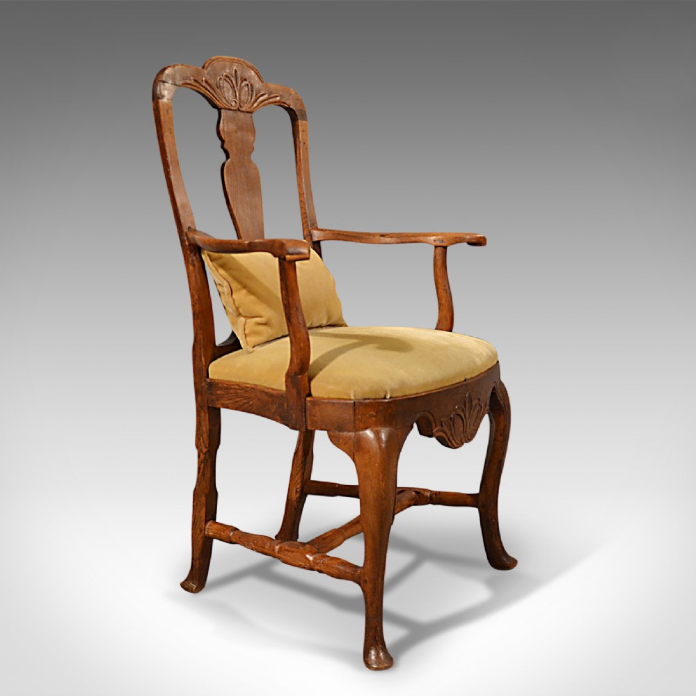 Antique Elbow Chair Large, Oak Ash Elm, Study Desk, Georgian Armchair Circa 1800