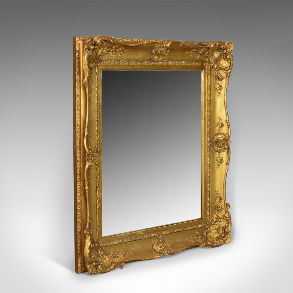 Antique Wall Mirror Gilt Gesso Frame, Overmantel, English Victorian, Circa 1850