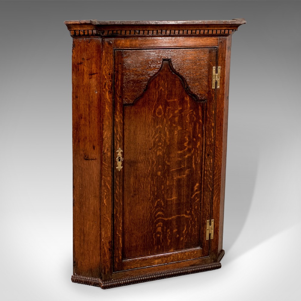 Antique Corner Cabinet, English, Oak, Late Georgian, Hanging Cupboard Circa 1780