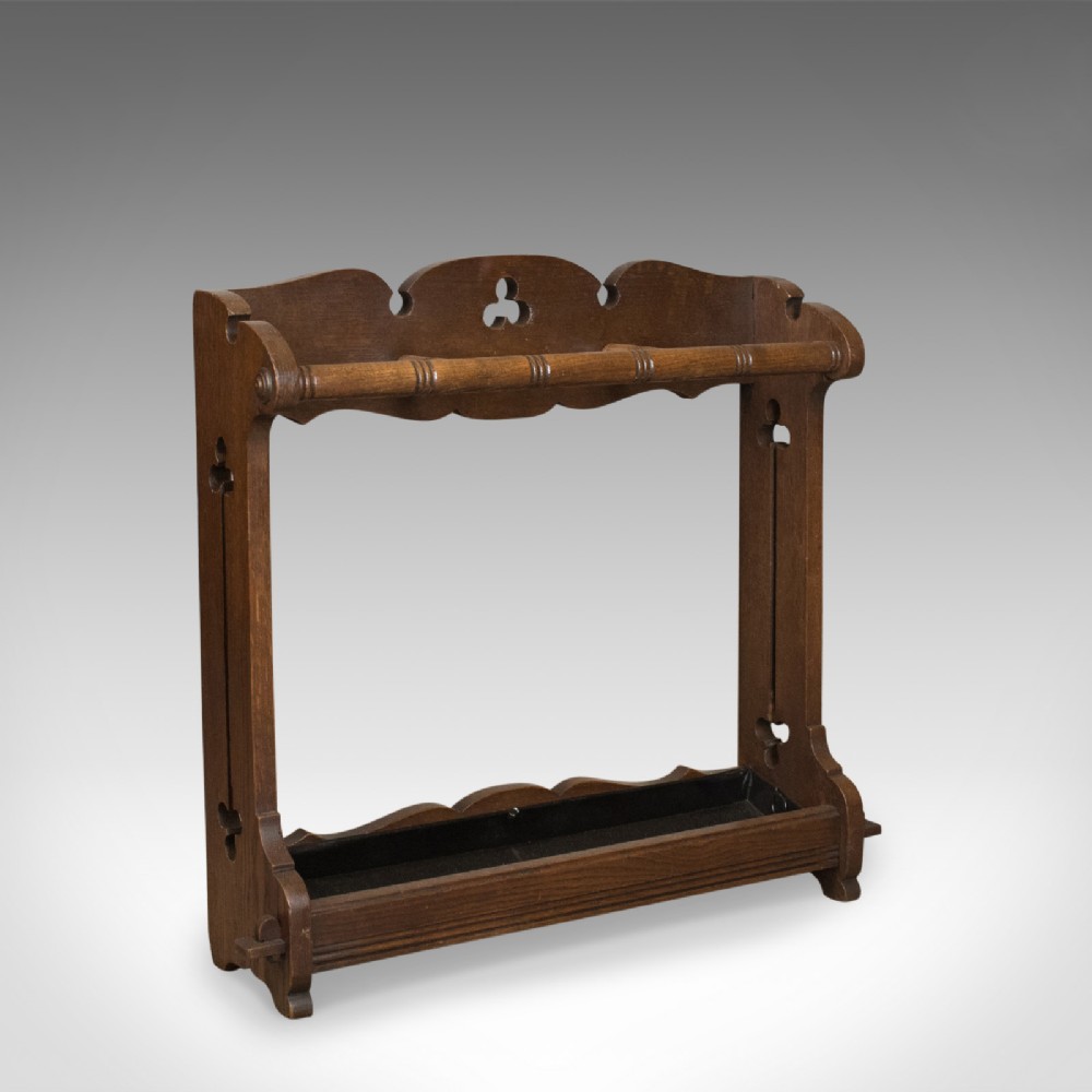 Antique Umbrella Stand, Arts and Crafts Stick Stand, English, Oak, Circa 1890