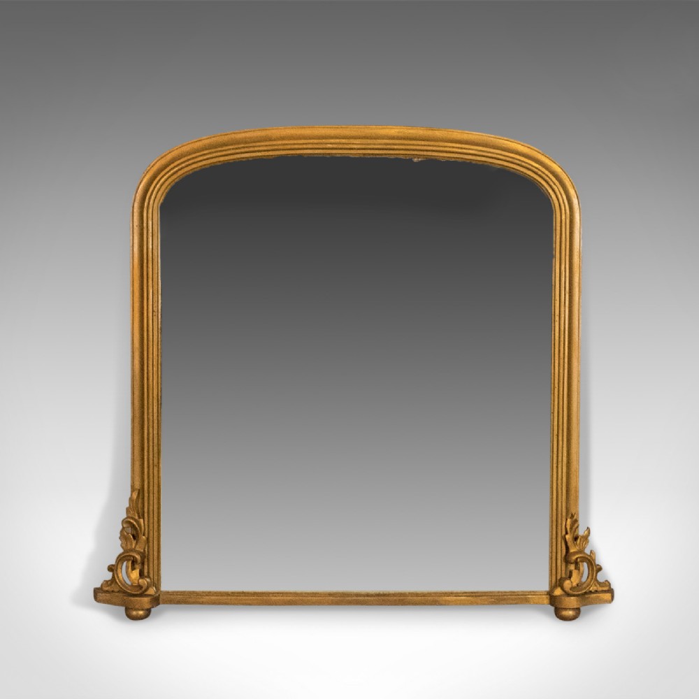 Antique Overmantel Mirror, Mid-Sized, English, Victorian, Wall, Circa 1850
