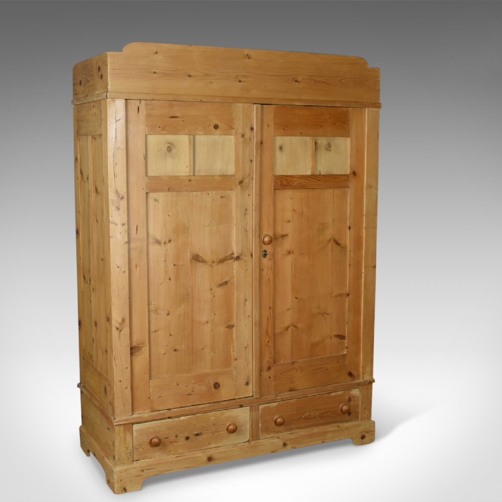 Antique French Wardrobe, Pine Compactum Cupboard, Circa 1900