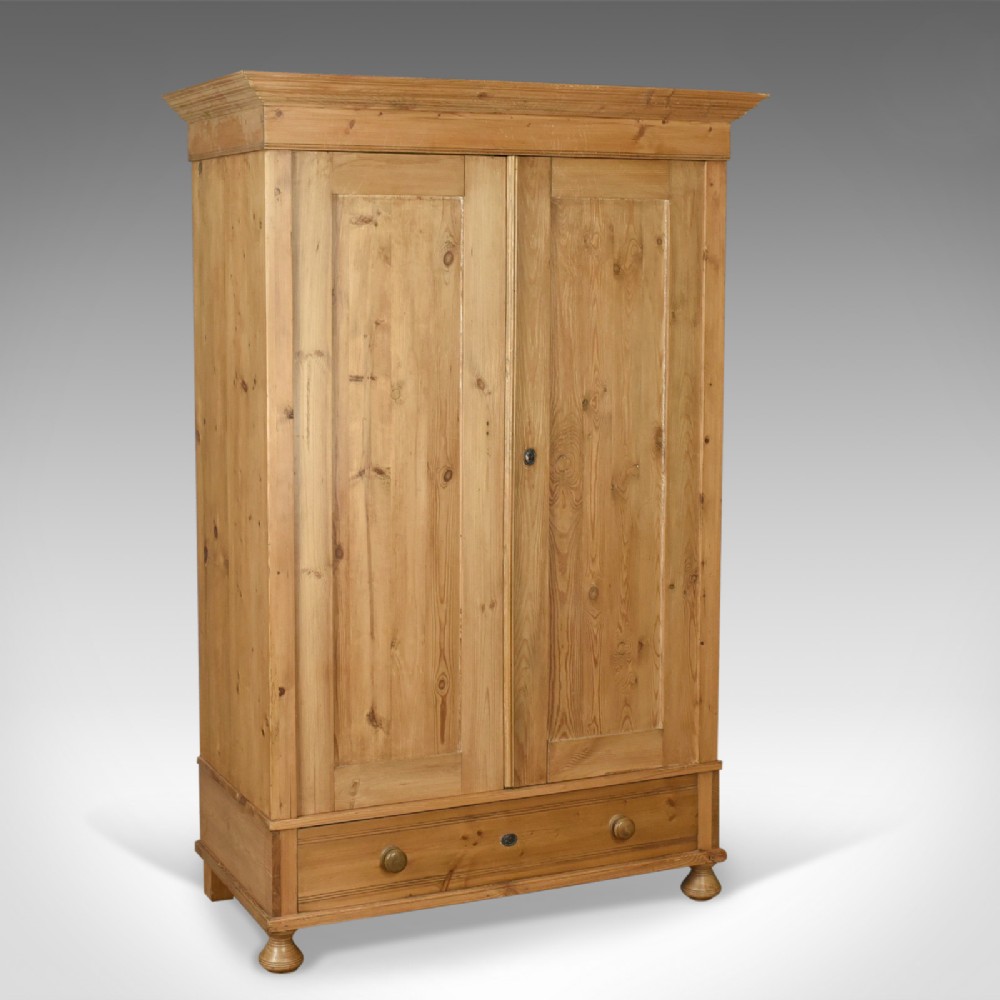 Antique Wardrobe, French Pine Compactum Cupboard Circa 1900