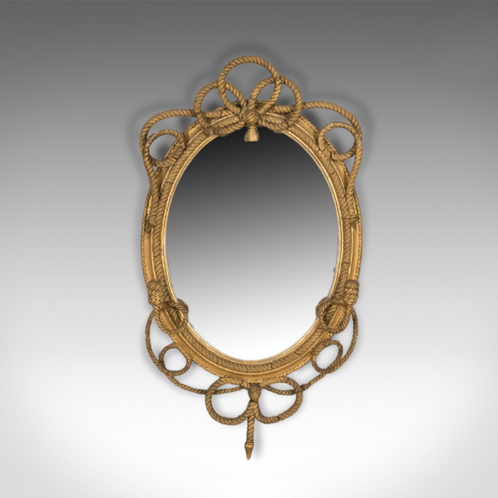 Antique Girandole Wall Mirror, Georgian Gilt Gesso Nautical Overtones Circa 1820