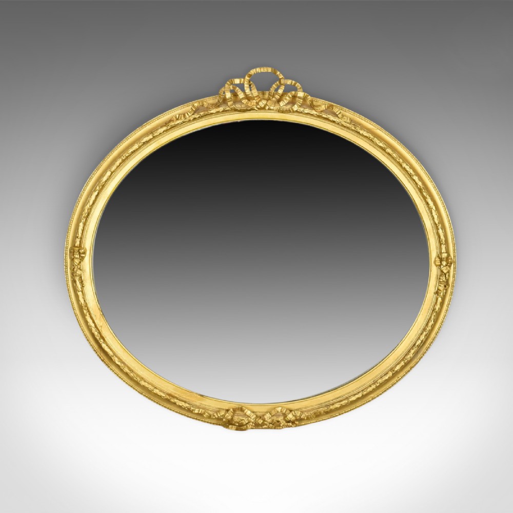 Antique Wall Mirror, Georgian, Ovular, Giltwood and Gesso, Circa 1800
