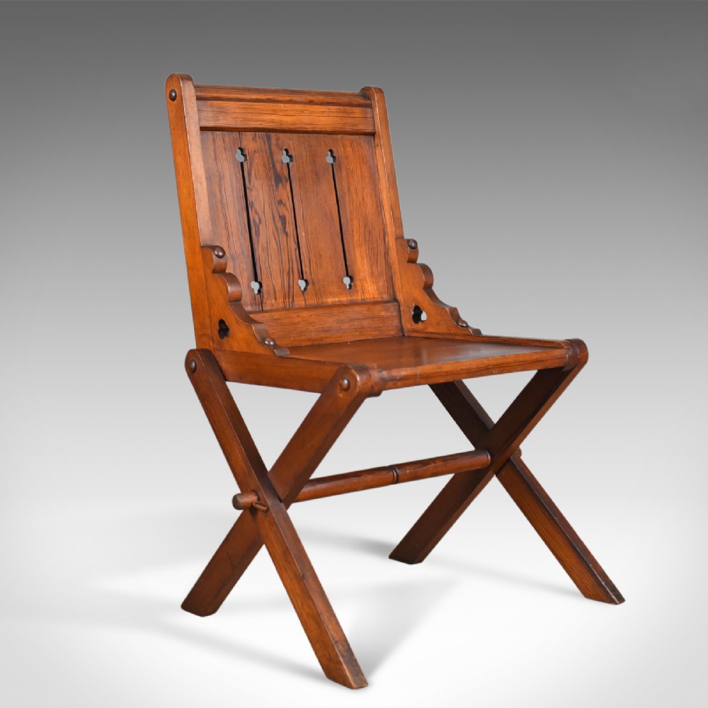 Antique Glastonbury Chair, English, Tudor Revival, Hall Seat, Circa 1880