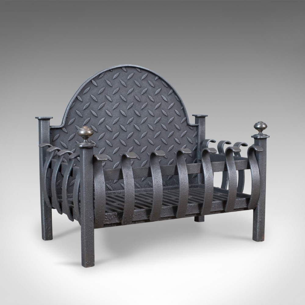Antique Fire Basket, Victorian Fireplace Grate, English Circa 1900