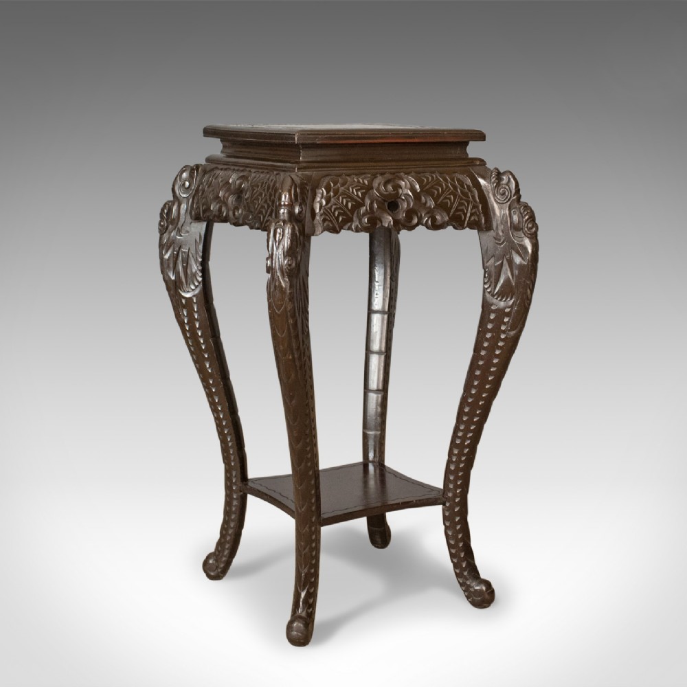 Antique Plant Stand, Carved Chinese Pedestal Circa 1910