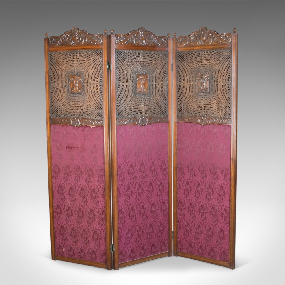 Antique Folding Screen, Edwardian Room Divider, Photographer's Prop Circa 1910