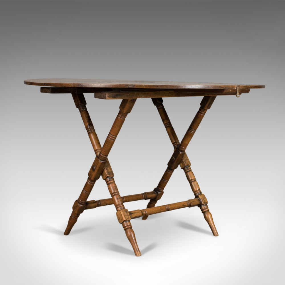 Antique Campaign Table, English, Victorian, Folding, Beech, Fruitwood Circa 1890