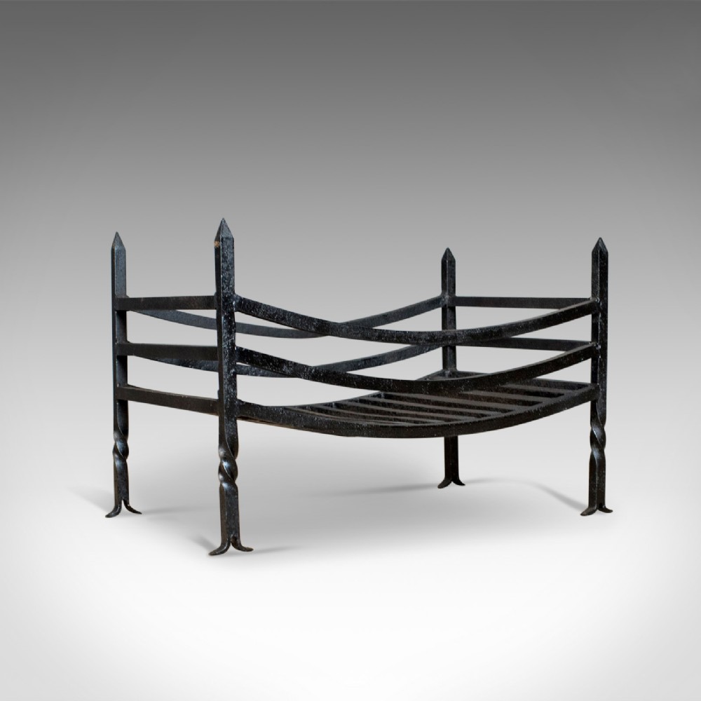 Antique Fire Basket, English, Victorian, Fireplace Grate, Early 20th Century