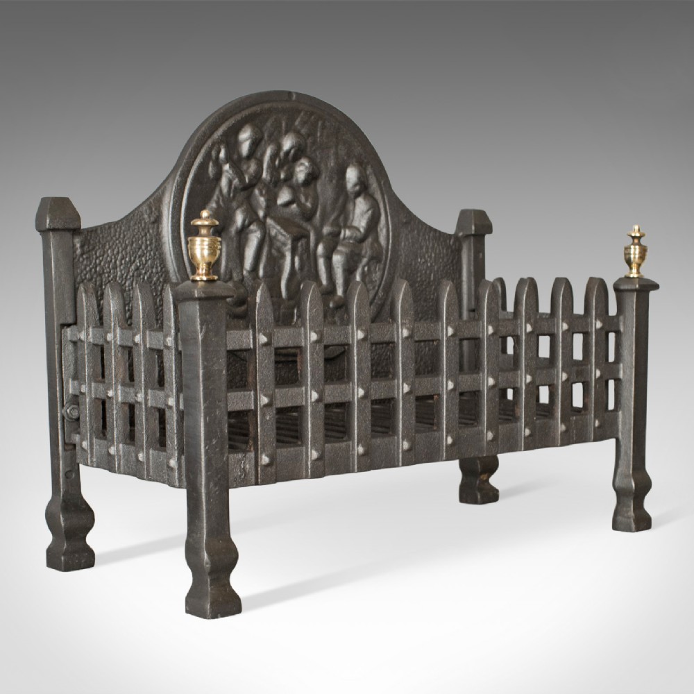 Antique Fire Basket, English, Victorian, Fireplace Grate Circa 1900
