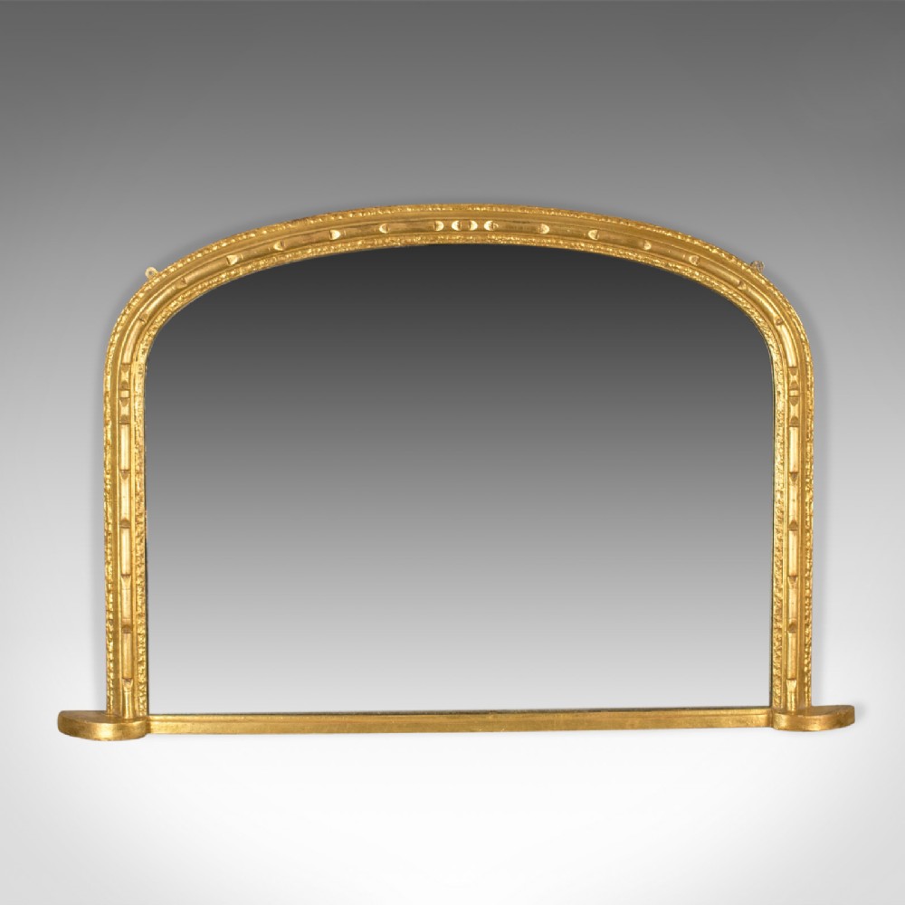 Antique Overmantel Mirror, English, Georgian Dome Top, Wall, Giltwood Circa 1800