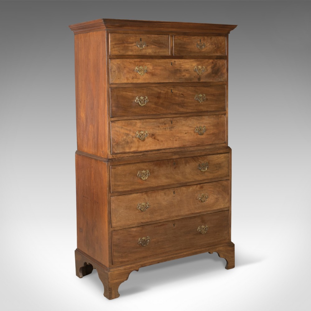 Antique, Chest On Chest of Drawers, English, Tall Boy, Mahogany, Circa 1780