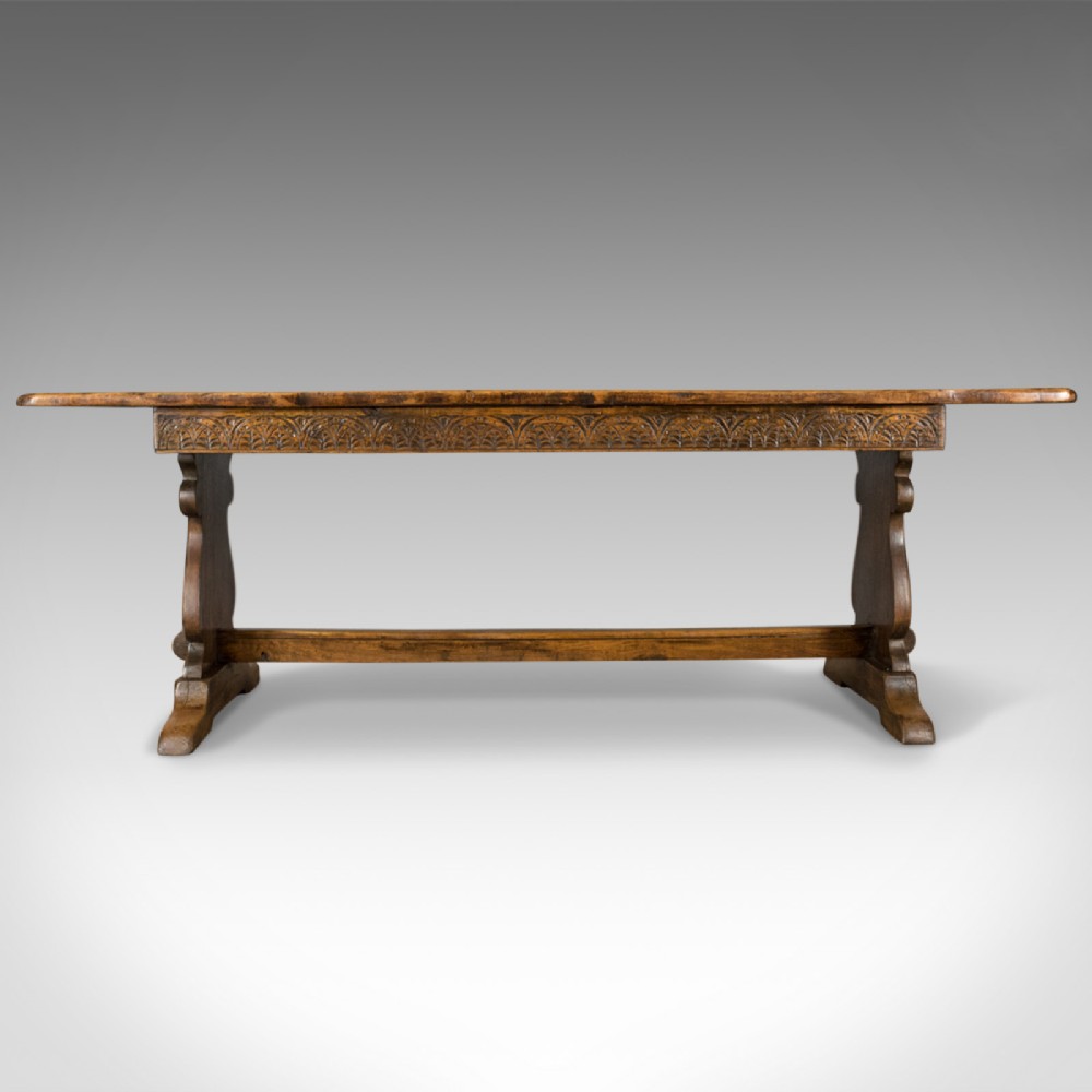 Antique Refectory Table, Oak Dining, Jacobean Taste, Seating up to Ten, c.1900