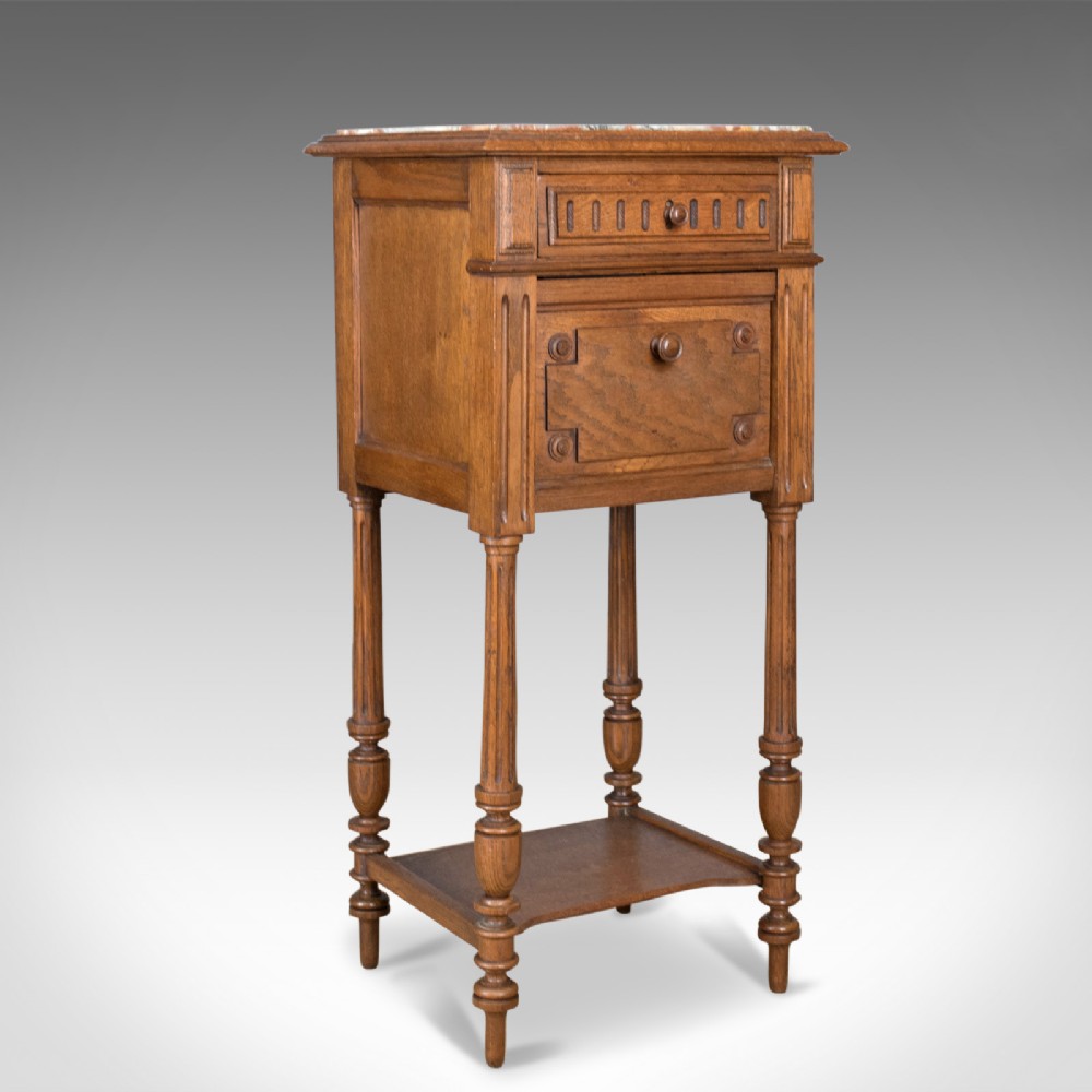 Antique Pot Cupboard, French, Marble Top, Bedside Cabinet, Nightstand Circa 1900
