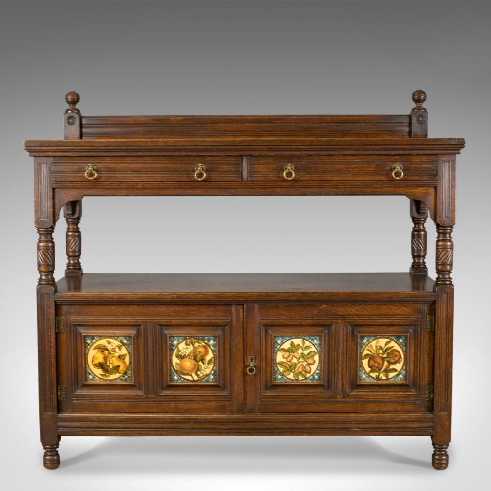 Antique Sideboard, Gillow & Co, Oak, Arts and Crafts Buffet Cabinet, Circa 1890