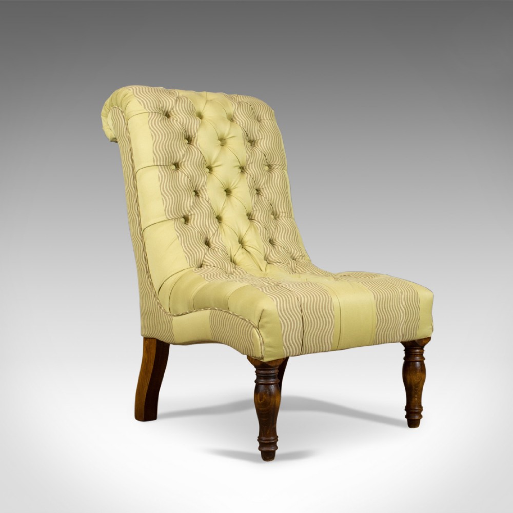 Antique Salon Chair, English, Button-Back, Bedroom, Victorian, Circa 1870