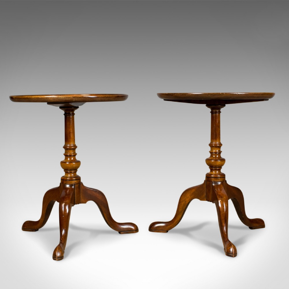 Pair of Antique Wine Tables, English, Edwardian, Mahogany, Tripod, Side c.1910