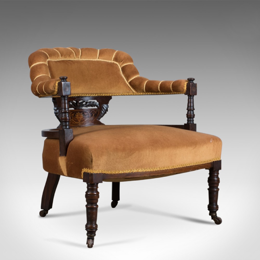 Antique Salon Chair, English, Victorian, Bedroom Armchair, Classical, Circa 1860