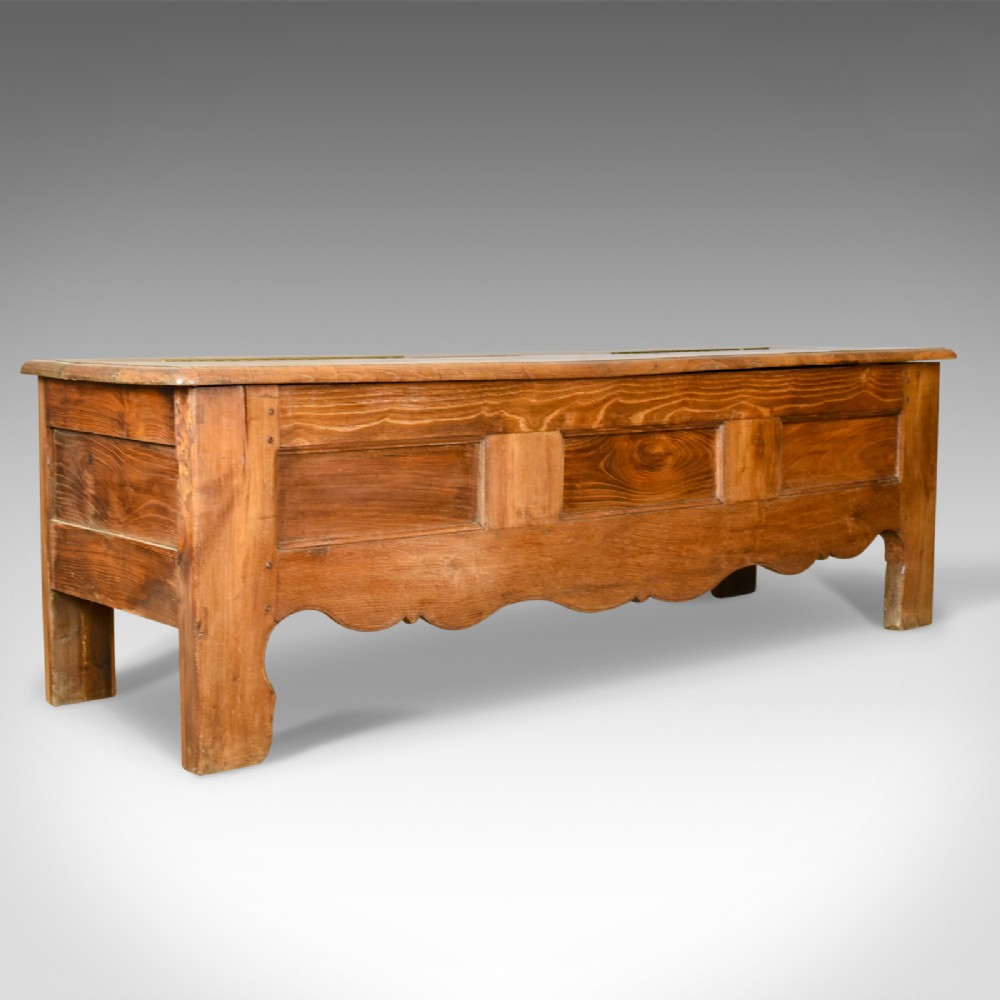 Antique Coffer, Long, French, Oak, Blanket Chest, Trunk, Circa 1800