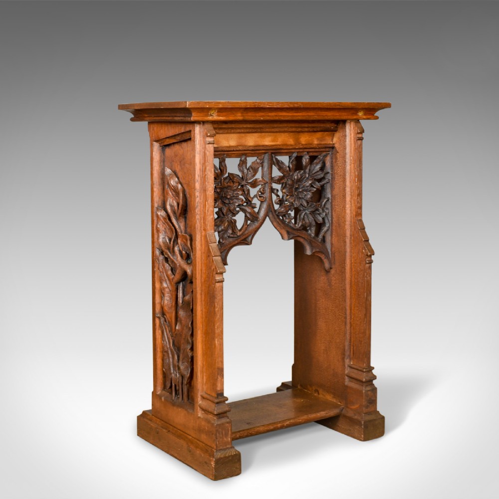 Antique Lectern, Carved, English, Oak, Stand, Ecclesiastical Gothic, Pugin c1880