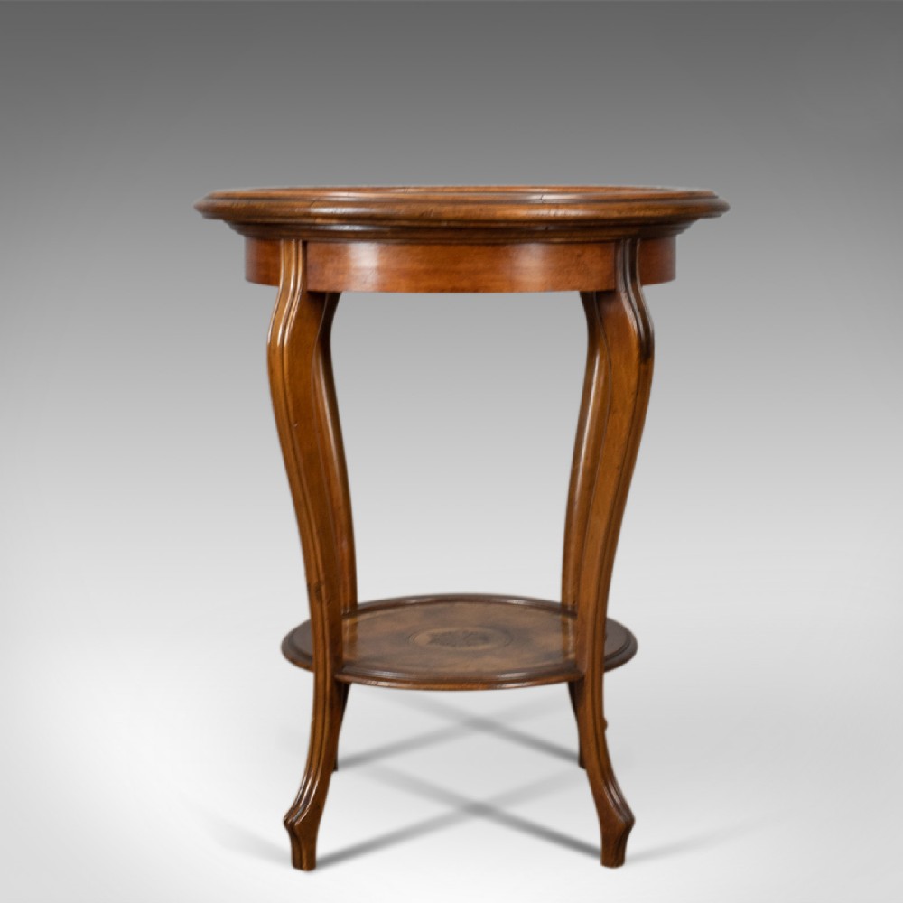 Antique Tea Table, Italian, Mahogany, Leather, Occasional, Side, Circa 1900