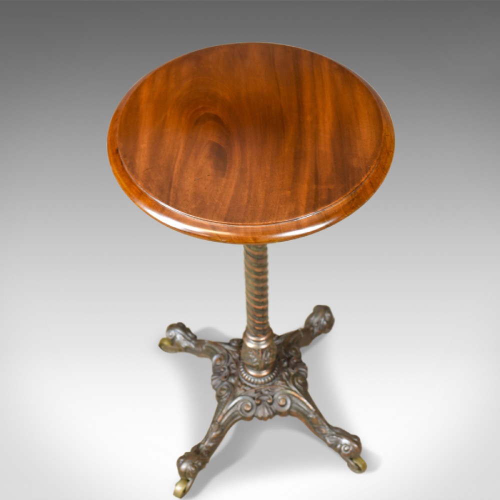 Heavy Antique Adjustable Table, Victorian Plant Stand, Side Lamp Mahogany c.1850